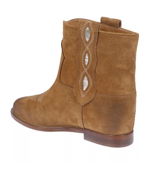 Via Roma 15 Brown Round-Toe Slip-On Boots