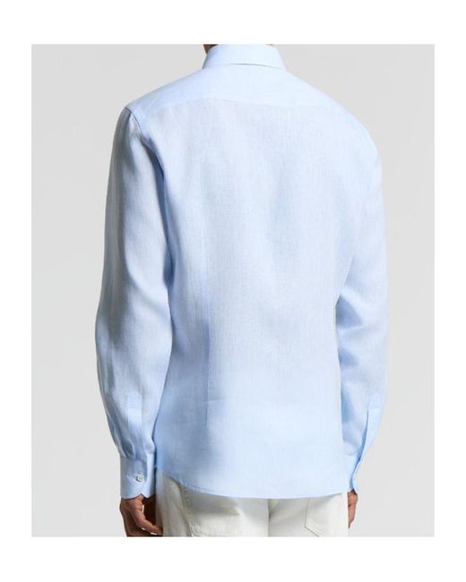 Peserico Blue Long-Sleeved Button-Up Shirt for men