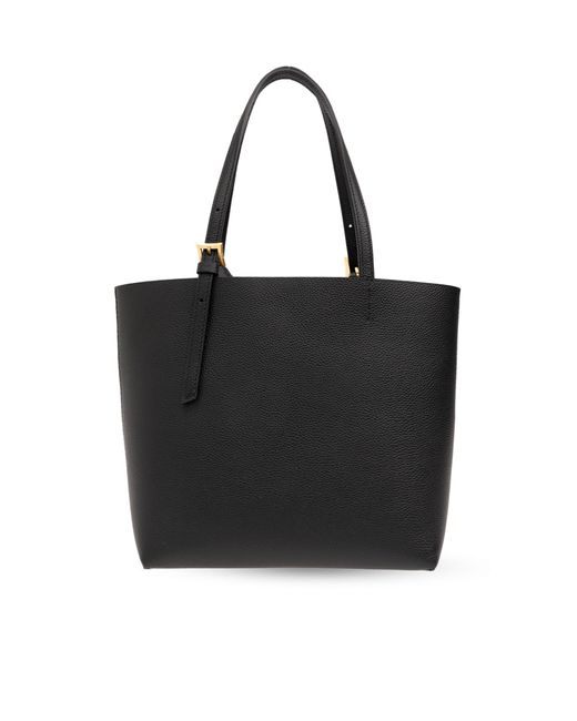 MCM Black Himmel Logo Debossed Tote Bag