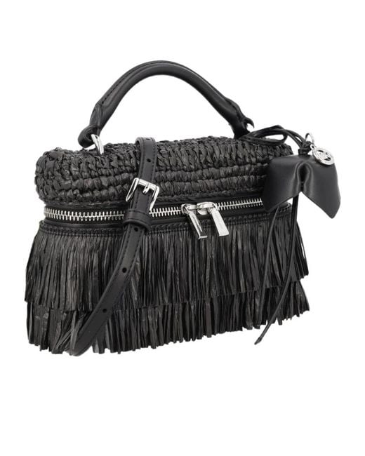 Michael Kors Black Michael Jana Extra-Small Hand-Crocheted Crossbody Bag