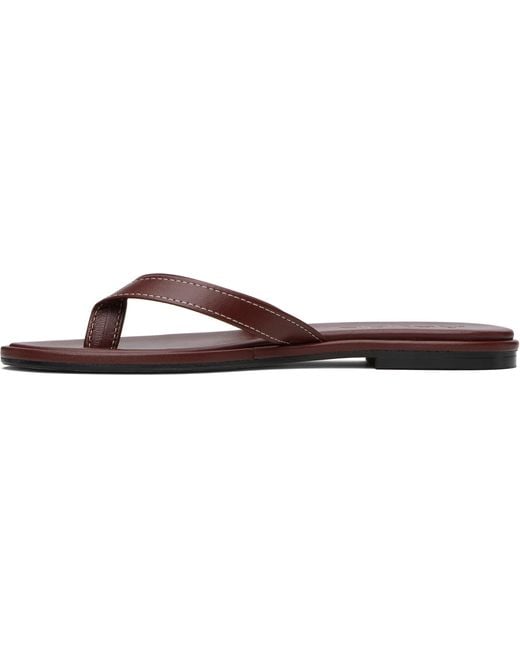 Aeyde Brown Contrast-Stitch Thong Sandals