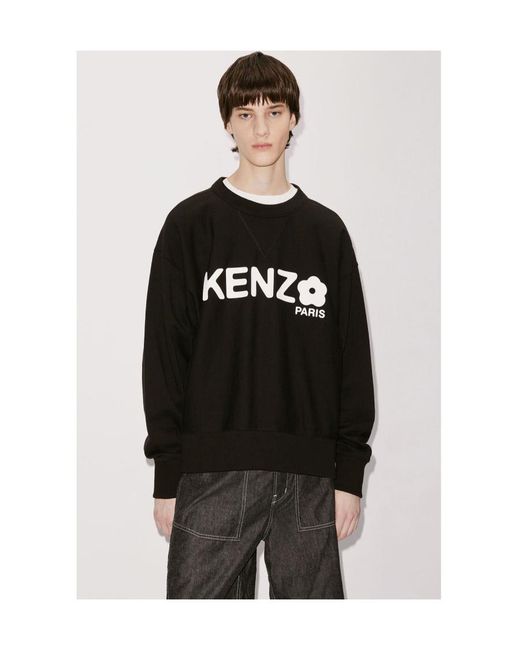 KENZO Black Logo Printed Crewneck Sweatshirt for men