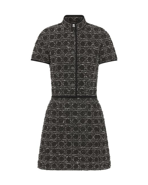 Dior Black Short Macrocannage Flared Dress