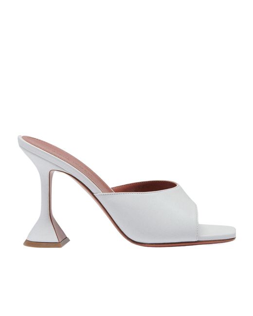 AMINA MUADDI White Square-Toe High-Heeled Sandals