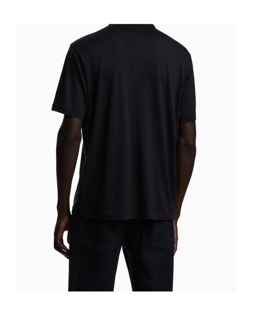 Emporio Armani Blue Logo Embroidered Short-Sleeved Polo Shirt for men