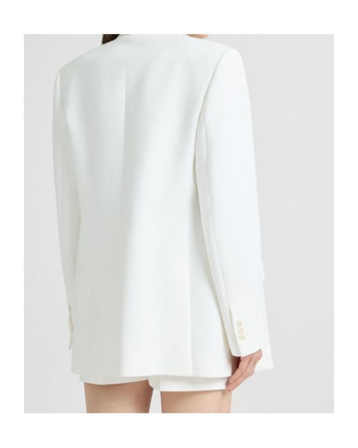 Ermanno Scervino White Double-Breasted Cadì Viscose Jacket With Daisy Brooch