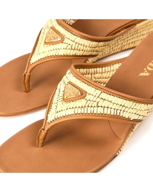 Prada Brown Wedge Slide Sandals