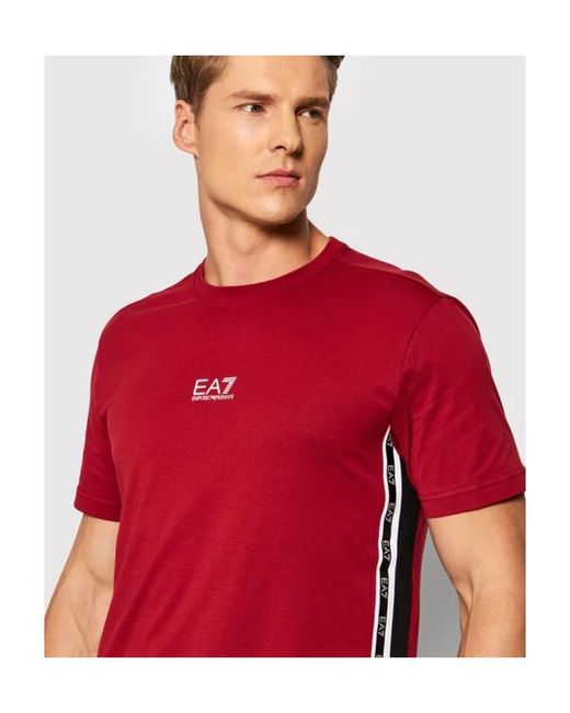 Emporio Armani Red Logo-Print Cotton T-Shirt for men