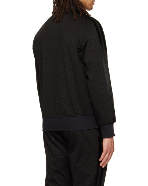 Palm Angels Black Logo Embroidered Zipped Track Jacket for men