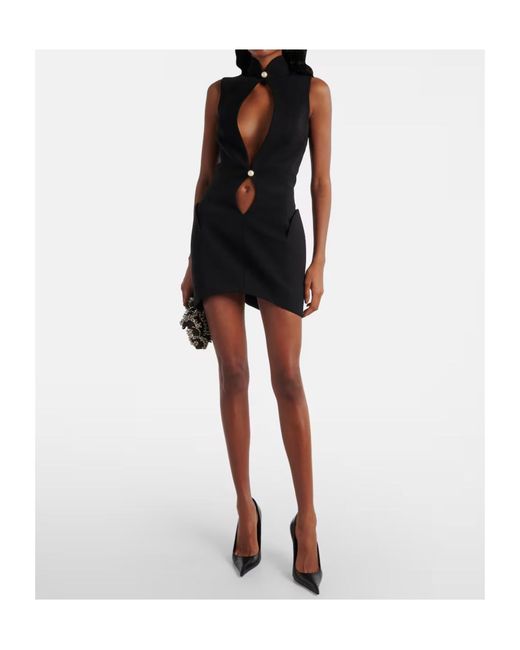 Mugler Black Openwork Mini Dress
