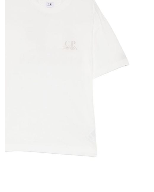 C P Company White Logo-Print T-Shirt for men