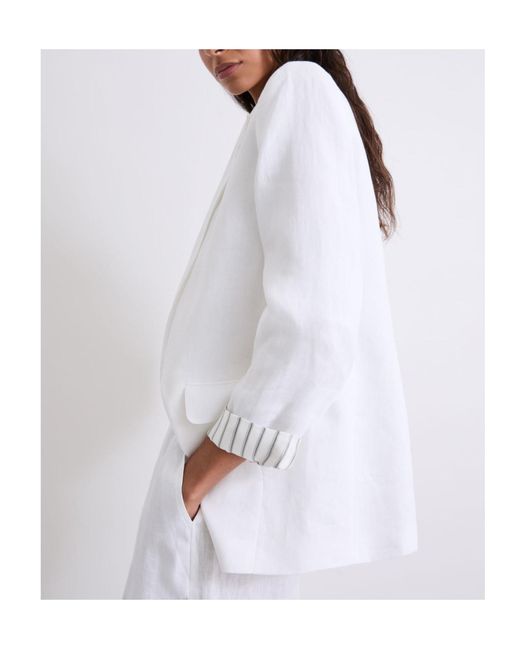 Marella White Long-Sleeve Blazer With Lapel Collar