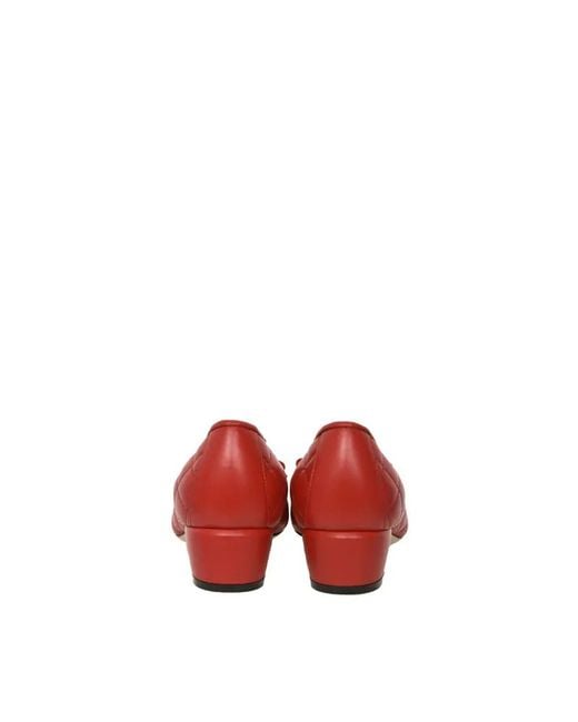 Ferragamo Red Bow Buckle High Heels
