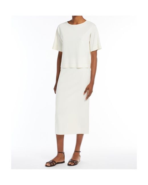 Max Mara White Viscose Crepe Pencil Skirt
