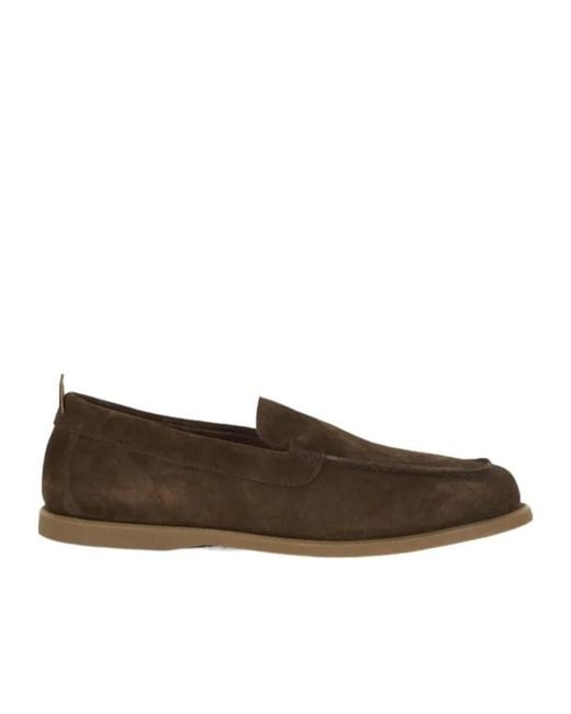 Etro Brown Printed Suede Slip-On Shoes for men