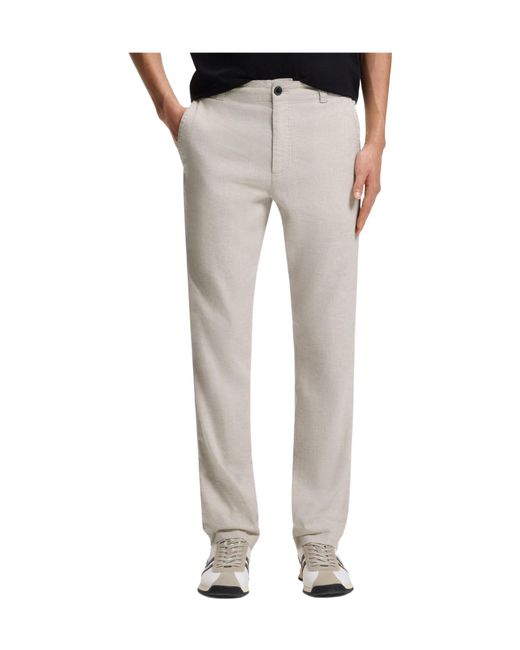 Boss White Straight Leg Linen Trousers for men