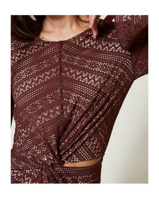 Twinset Brown Knitted Midi Dress