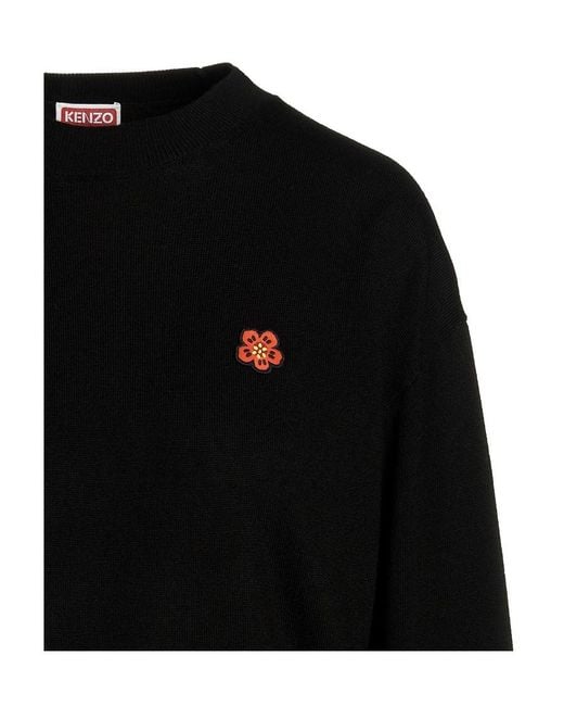 KENZO Black Boke Flower Crest Crewneck Jumper