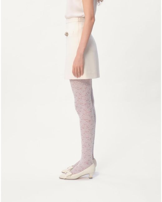Valentino White Button Embellished A-Line Mini Skirt