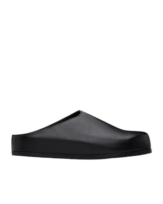 Studio Nicholson Black Round-Toe Leather Slippers for men