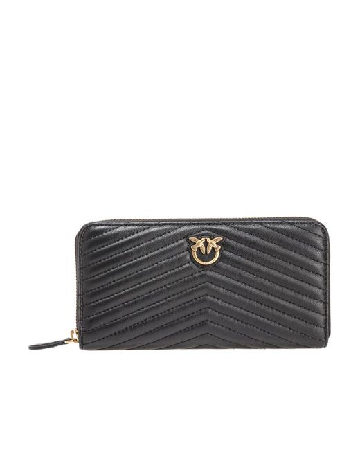 Pinko Gray Ryder Chevron-Patterned Zip-Around Wallet