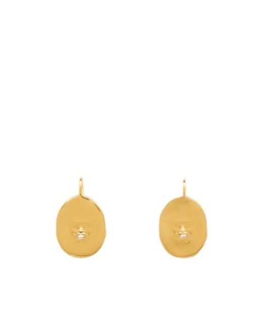 Patou Antic Face Dormeuses Metallic Earrings
