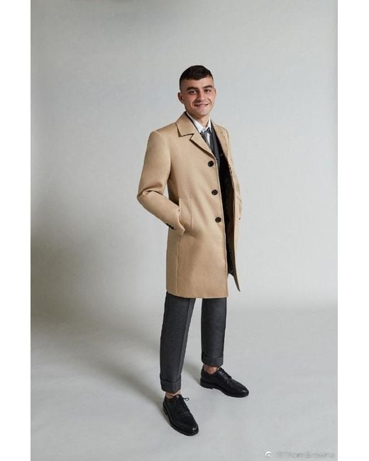 Thom Browne Natural Mac Bal Collar Long-Sleeved Overcoat for men