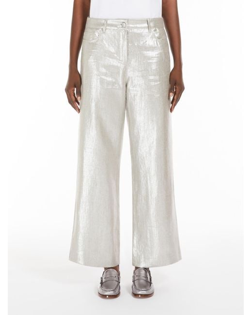 Max Mara White 'S Malika Metallic Effect Pants