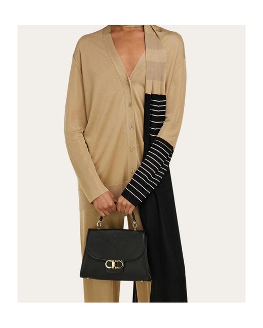 Ferragamo Black Double Gancini Top Handle (S)