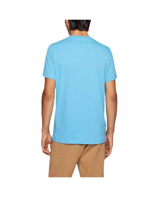 Boss Blue T-Shirt With Round Neck And Short Sleeves for men