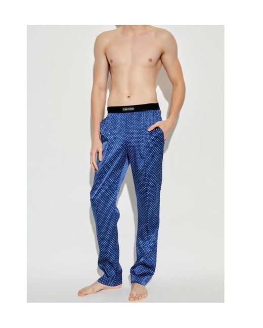 Tom Ford Blue Polka-Dot Pattern Pyjama Pants for men