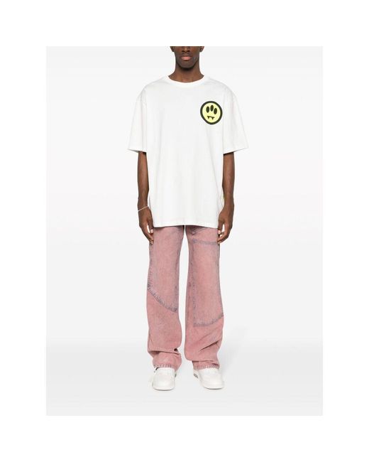 Barrow White Logo Printed Crewneck T-Shirt for men