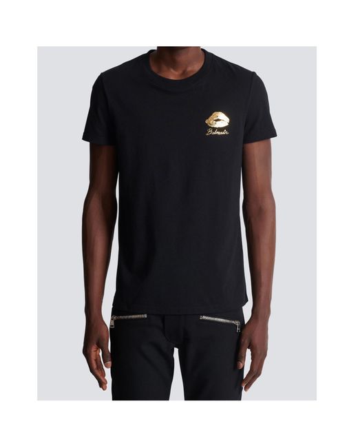 Balmain Black Kiss Printed T-Shirt for men