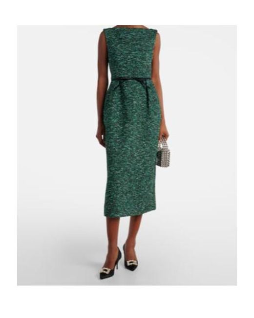 Erdem Green Tweed Midi Dress
