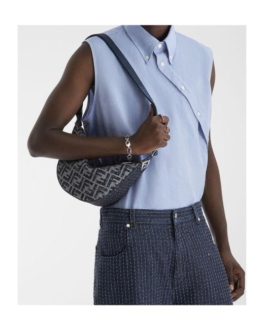 Fendi Blue Ff Melon Small Messenger Bag for men