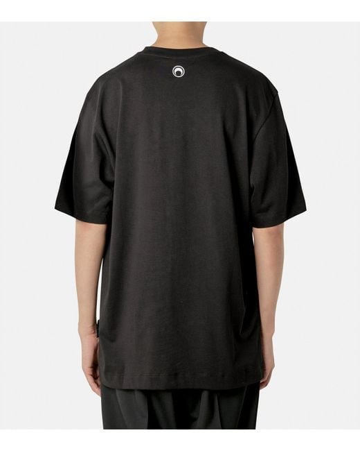 MARINE SERRE Black Graphic-Print Organic Cotton T-Shirt for men