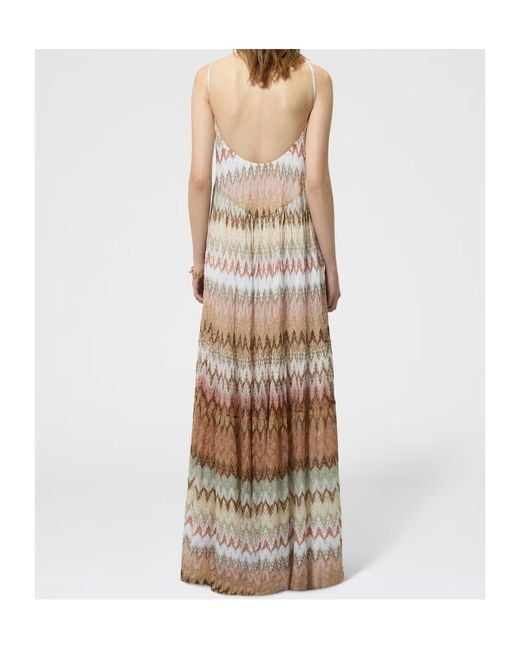 Missoni White Zigzag-Pattern Halterneck Maxi Dress