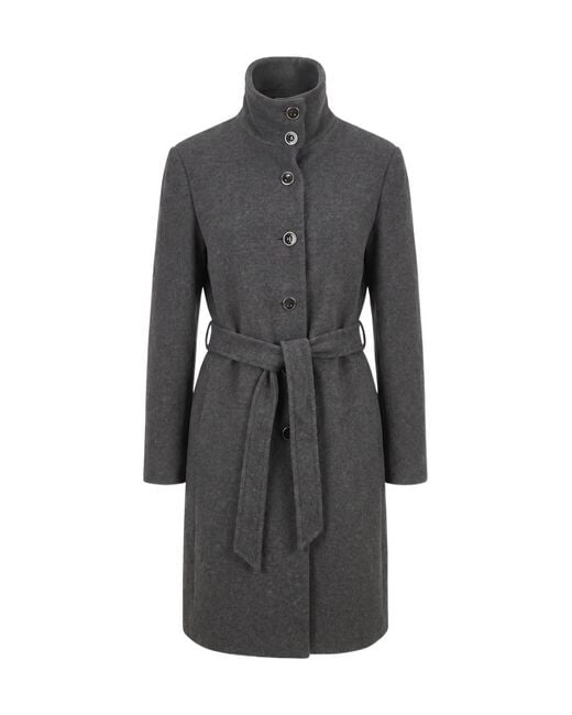 Pinko Gray Belted Button-Down Coat