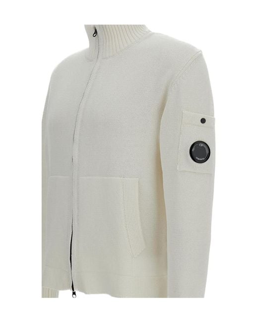 C P Company Gray Zip-Up Knit Cardigan for men