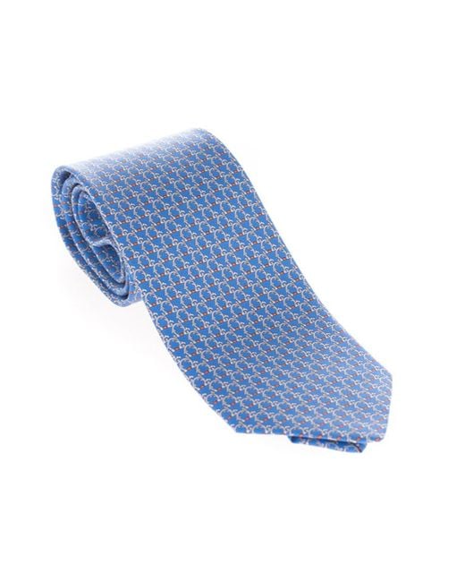Ferragamo Blue Jacquard Logo Tie for men
