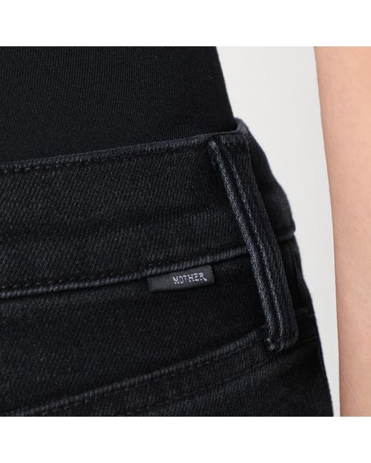Mother Black Mid-Rise Rambler Zip Flood Jeans