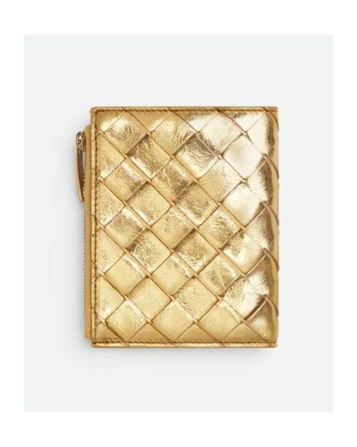 Bottega Veneta Metallic Intrecciato Small Bi-Fold Wallet