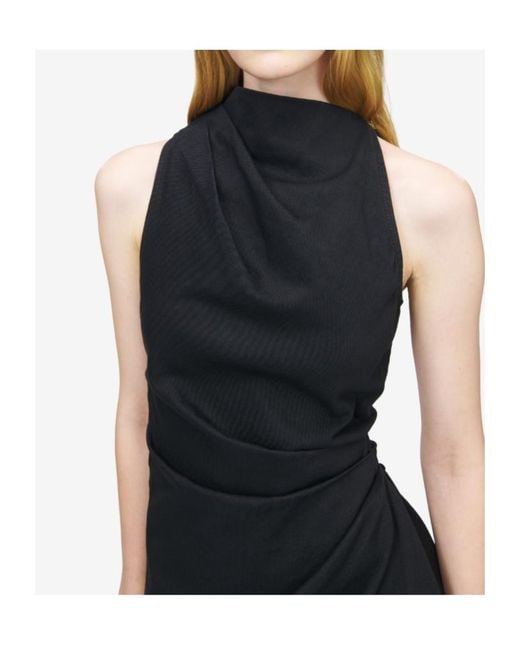 McQueen Black Cotton Asymmetric Mini Dress