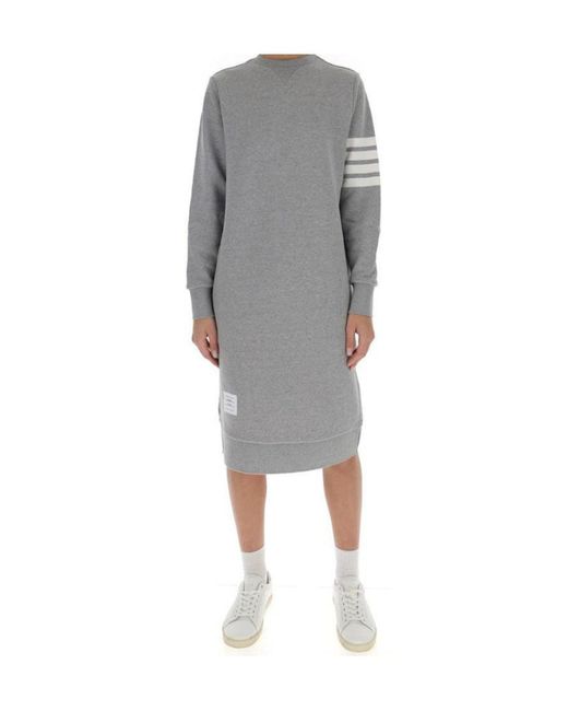 Thom Browne Gray 4-Bar Sleeve Sweatshirt Dress