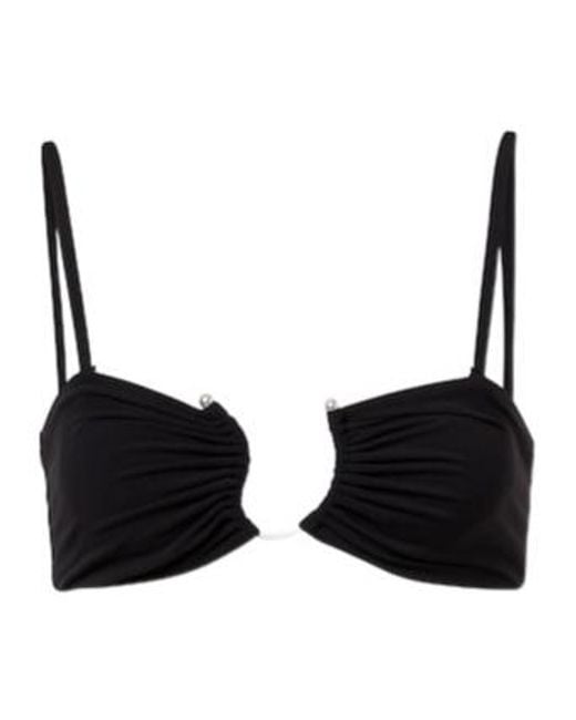 Christopher Esber Black Gathered Bikini Top