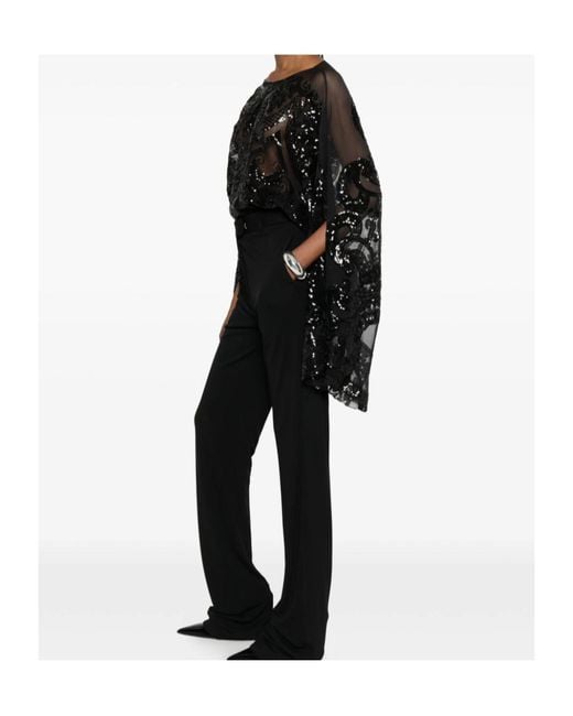 Norma Kamali Black Sequin-Embellished Bodysuit