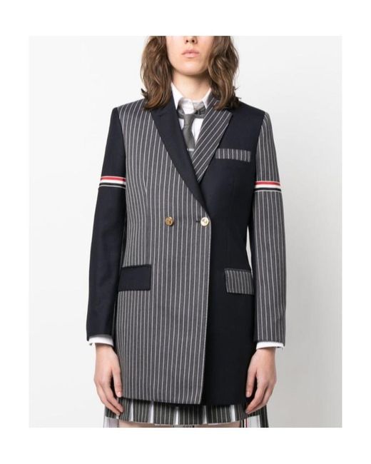 Thom Browne Black Patchwork Button-Up Blazer
