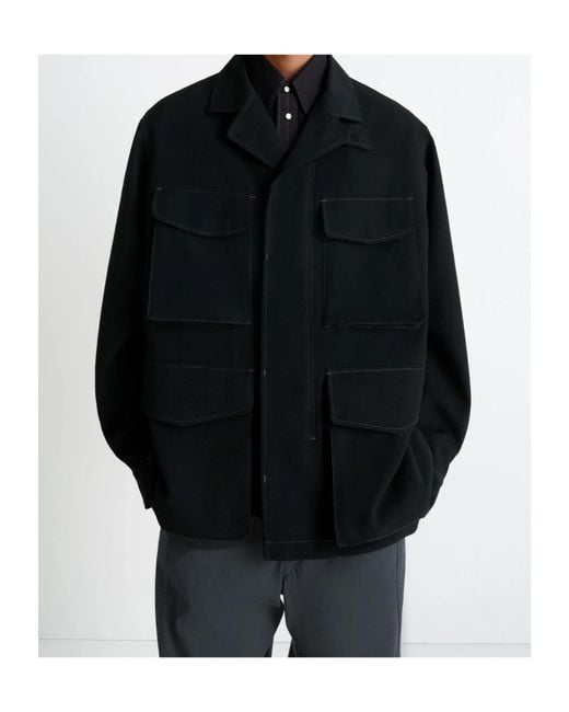 Lemaire Black Long-Sleeved Buttoned-Cuff Pocket Overshirt for men