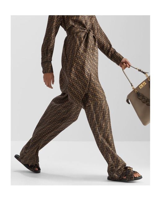 Fendi Brown Ff Motif Wide Leg Trousers