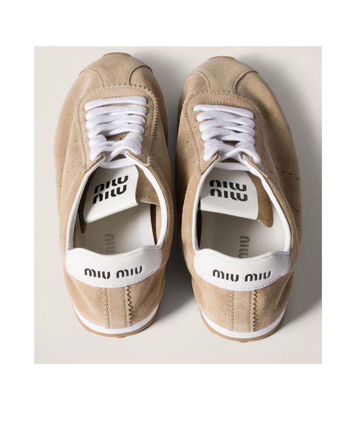 Miu Miu Natural Plume Suede Sneakers